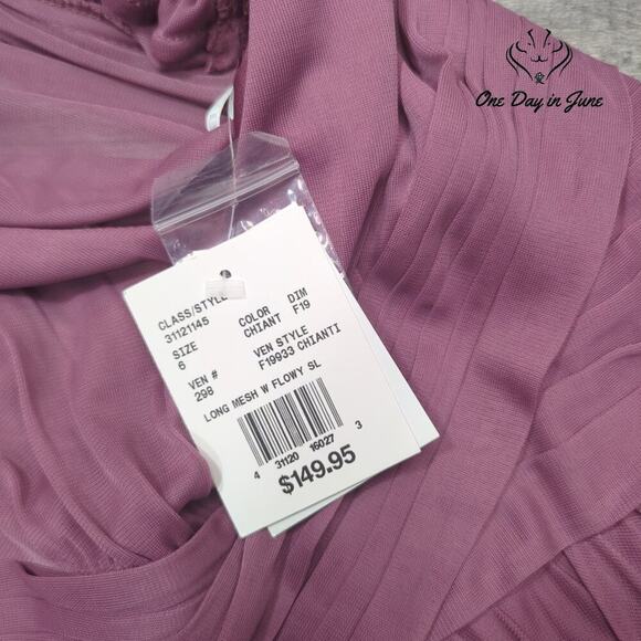 David's Bridal Long Mesh Sleeve Mini Dress Size 6 - Picture 4 of 6